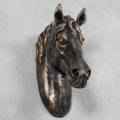 bronzed horse head wall decor antiqued black and gold