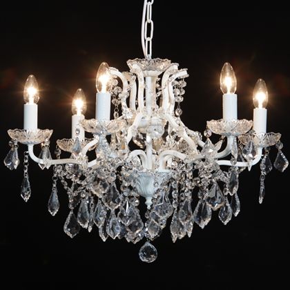 Elegance and style with this crackle effect ivory shallow chandelier 6 branch! Great colour and finish too! 48 x 64 x 64cm