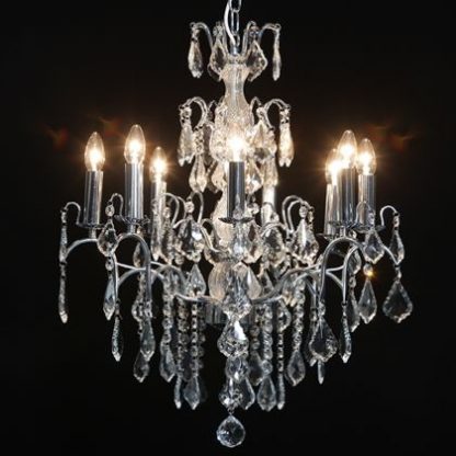 Get a load of this amazing chrome french chandelier 8 branch! Visually amazing, dripping with elegance. Measures 70 x 60 x 60cm