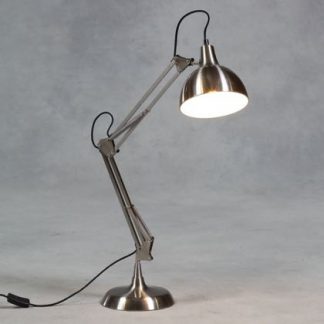 brushed steel angle poise desk lamp measures 75 x 20 x 20 cm and is fully adjustable