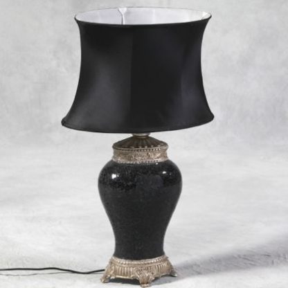 black mosaic lamp with oval silk shade