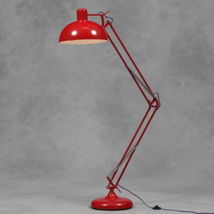 red floor lamp, retro style with purple flex