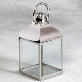 small silver lantern made of stainless steel