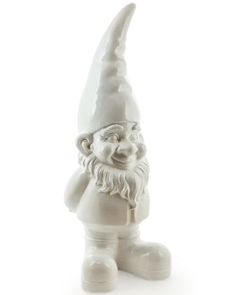 Meet Sneezy our large bright white garden gnome. Stands 85 x 32 x 31cm. Super shiny, smooth and glossy. Great indoors or out with his big boots and smile!