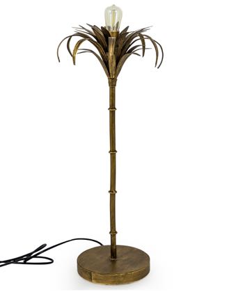 This gold palm tree table lamp is so stylish. Hand finished in gold paint with antique effect. It's a must have!! Great price. Measures at 54 x 23 x 23cm.