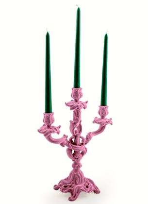 Add a special something to your dining or living room with this pink flock candlestick! Unique, funky, super value! 35 x 30 x 13cm.