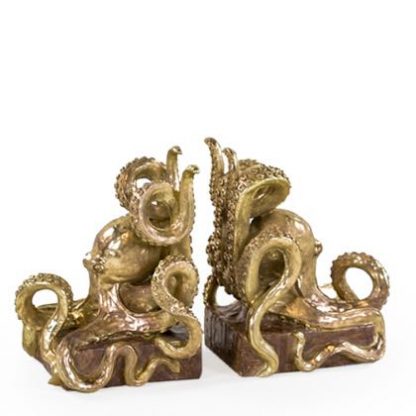painted gold octopus bookends each measures 20 x 13 x 14cm