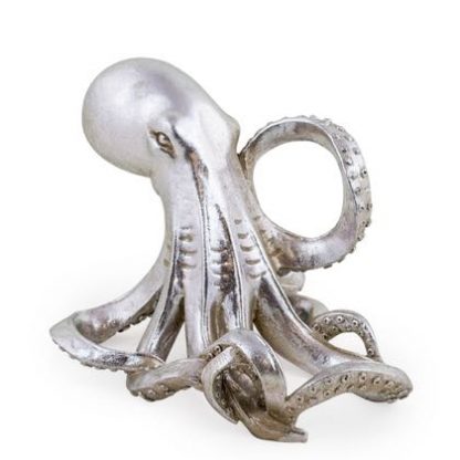 This sumptuous stylish silver octopus wine bottle stand is a super way to set your bottle out on the dining table. Great design, texture, detail, colour and finish too.
