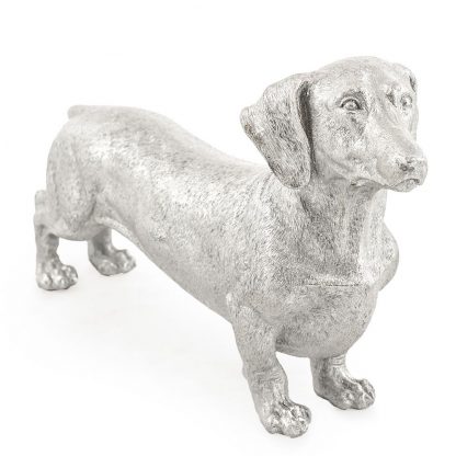 This sublime silver dachshund dog ornament is small but perfectly formed. Great textured detailing and value for money. Perfect gift, 24 x 44 x 11cm