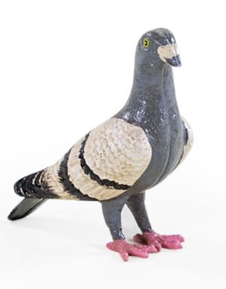 cast iron pigeon ornament measures 8 x 18 x 19cm and is superbly painted and hand finished