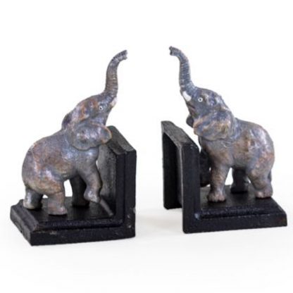 This cast iron elephant bookends ornament is perfectly styled and detailed. Painted, weighty and practical. H9 x W15 x D9cm each. Great gift.