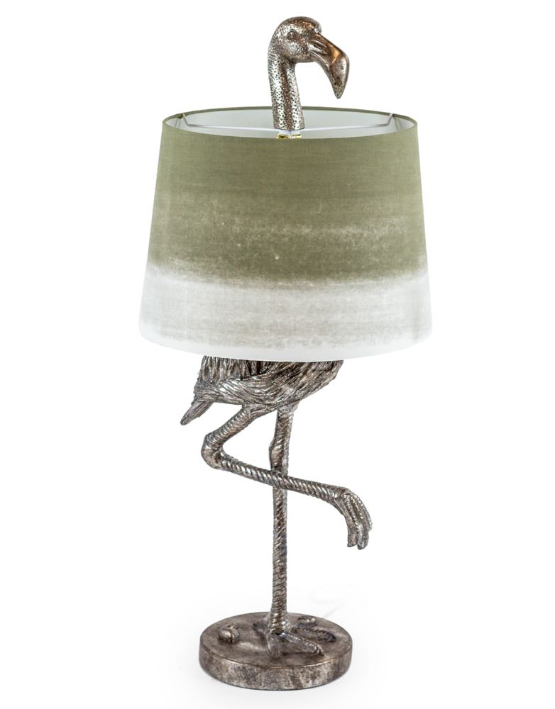 Silver Flamingo Table Lamp Bird Lover, Flamingo Table Lamp With Feather Shade