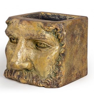 This gold classical face planter is different yet stylish! What hair will you grow for him?! 45 x 36 x 35cm. Fibrous resin painted gold.
