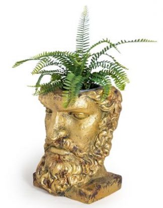 Superb gold classical face planter! Made of fibre resin with gold paint finish. A solid pot and dramatic focal point. 35 x 40 x 27cm.