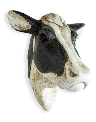 Meet Miriam our cows head wall hanging. Black mosaic glass,her black hair. White antiqued painted for her white bits. Bloomin perfect! 54 x W39 x D46cm  