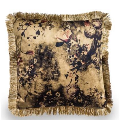 Sumptuous, rich, opulent, soft cream floral cushion. BoHo styled with fabulous fringed edge. 45 x 45cm. Will bring warmth and texture into your home.