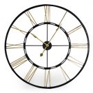 large black gold skeleton clock is made of metal hand painted black edges with gold numerals 110cm x 110cm