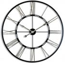 large black silver clock this clock is skeleton in style and hand finished and measures 110 x 110cm