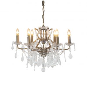 Gold Shallow 6 Arm Chandelier