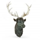 large stone effect stag head wall decor with antiqued cream antlers