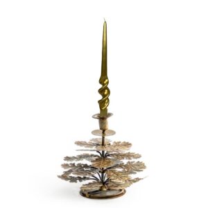 Antique Gold Oak Leaf Candle Holder
