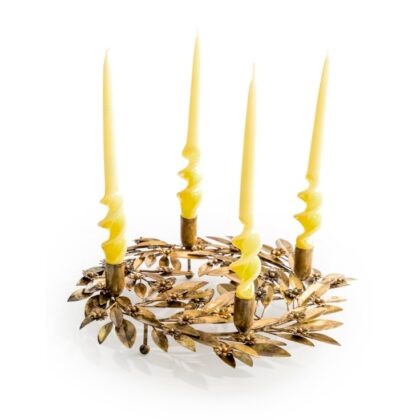 Antique Gold Wreath Candle Holder - Image 2