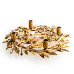 Antique Gold Wreath Candle Holder