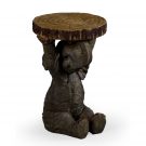 This grey elephant side table can be used as a lamp table or a bedside table too. Measures 52 x 36 x 36cm and is an elephant sitting down holding a slice of tree trunk above his head