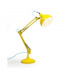 This sunny shiny yellow industrial style desk lamp measures 75 x 20 x 20cm with a blue fabric flex.