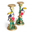 Two ornate toucan candlesticks that are beautifully made, finished and detailed. They are divine! 12.5 x 12.5 x 30.5cm. Great gift!