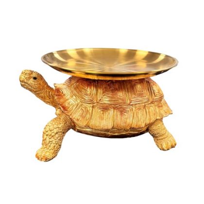 Here's Grace, our glorious gold tortoise tray ornament! Made of resin with her metal tray on top. Perfect for canapés or as desk tidy. 26 x 17.5 x 30.5cm