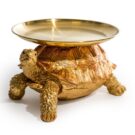 Here's Grace, our glorious gold tortoise tray ornament! Made of resin with her metal tray on top. Perfect for canapés or as desk tidy. 26 x 17.5 x 30.5cm