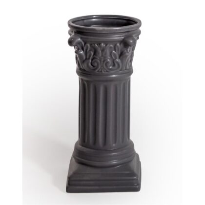 Add classical style to your home with this small white column vase. A Corinthian pillar made of ceramic and finished in matt grey. 30 x 13.5 x 13.5cm