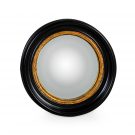 medium black convex mirror measure 54 x 54cm wood painted black with gold inner edge