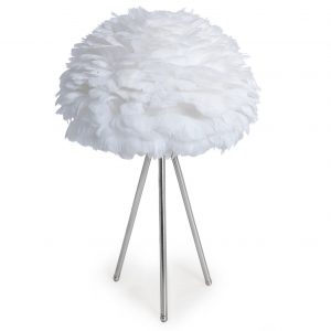 White Chrome Feather Tripod Lamp