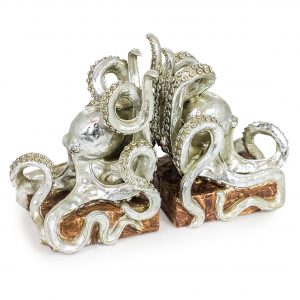 Silver Octopus Bookends