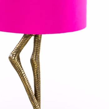 Gold Flamingo Leg Table Lamp - Pink Shade - Image 3