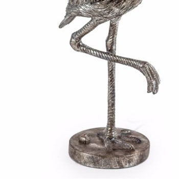 Antiqued Silver Flamingo Table Lamp - Sage Green Shade - Image 3