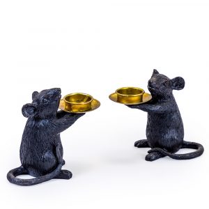 Black Mouse Candle Holders