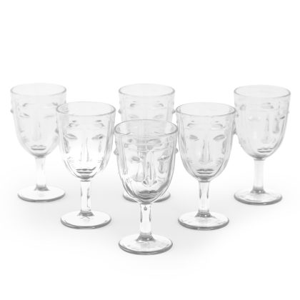 Super stylish and elegant Art Deco style clear face wine glasses! Perfectly formed, super colour. Uber Cool! 16.5 x 8 x 8 cm