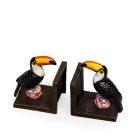 This pair of cast iron toucan bookends ornament is perfectly styled and detailed. Painted iron. Weighty and practical. 12 x 15 x 10cm each. Great gift.