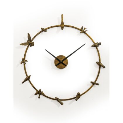 This large antiqued gold bird bath clock has delightful figures of birds around the edge. Superb quality, finish and detail. 70 x 70 x 6.5cm
