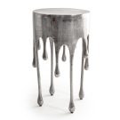 Create a unique space at home with this round silver 'Dali' drip side table. Perfect as a bedside or lamp table. Nickel coloured Aluminium. 37 x 37 x 63cm