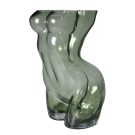 Something curvaceous for your home, this curvy female body glass vase. A super muted olive green glass. Holds flowers real or faux. 17 x 18 x 28cm