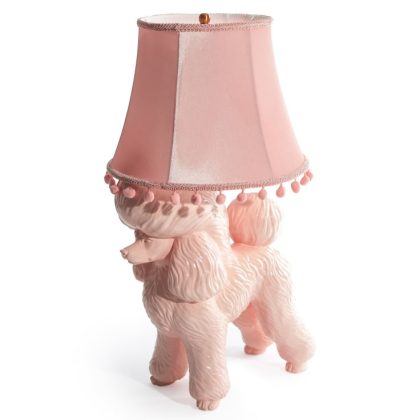 This stunning pink poodle table lamp stands loud and proud looking for attention. From its padded feet to its pom pom shade it is PINK! 75 x 37 x 43cm