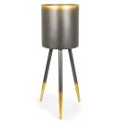 This elegant metal plant pot on stand has simple, but effective, gold detailing. Perfect for showing off any house plant. Measures 69 x 30 x 30 cm.