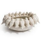 Stylishly store your fruit in our glossy oatmeal ceramic birds bowl. Birds all perched around the edge chattering away. 37 x 37 x 15cm . Beautiful!