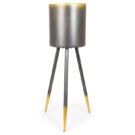 This elegant large metal plant pot stand has stylish gold detailing on slim tapered legs. Perfect for showing off any house plant. 80 x 30 x 30 cm.