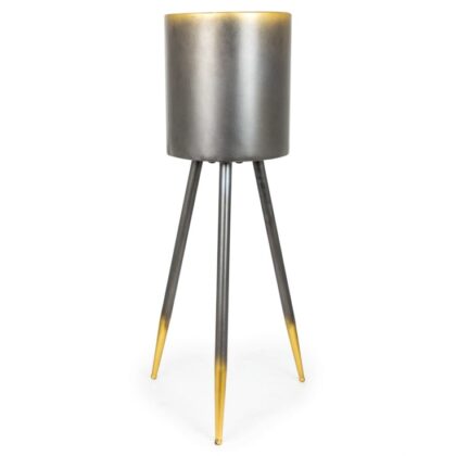 This elegant large metal plant pot stand has stylish gold detailing on slim tapered legs. Perfect for showing off any house plant. 80 x 30 x 30 cm.