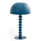 Beautiful indigo blue ribbed table lamp - super styled, with a smooth glossy metal dome shade and super glossy ribbed base. 30 x 50 x 50cm
